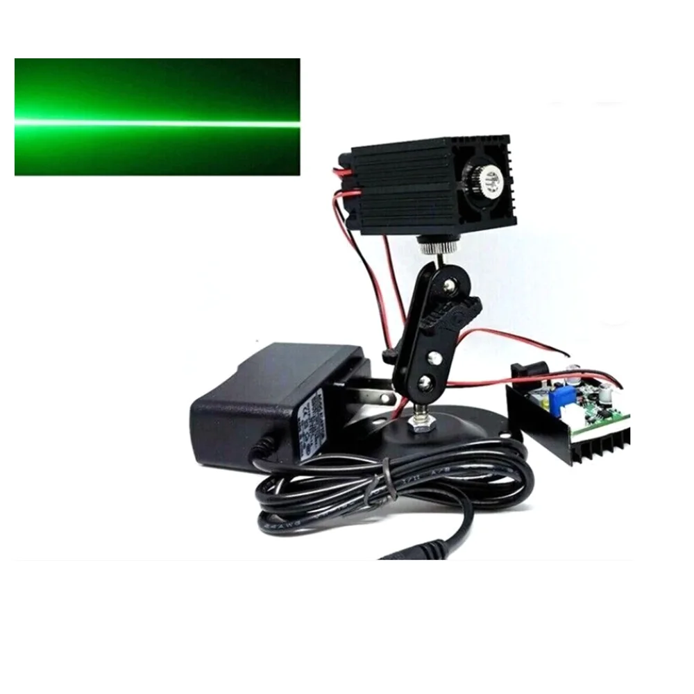 Focusable 532nm 100mW Dot Line Green Laser Diode Module Stage Lighting 33*55mm DC 12V TTL+ Holder