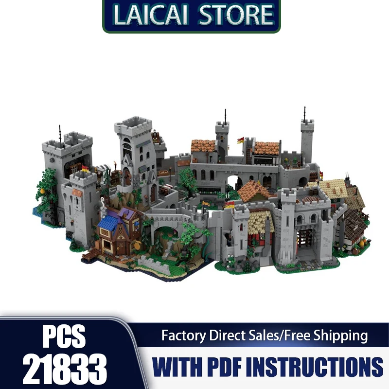 Mittelalterliche Schloss-MOC-Bausteine, komplettes Set mit großen Schlössern, Technologie, modularen Blöcken, Geschenke, Weihnachtsspielzeug, DIY-Sets, Montage