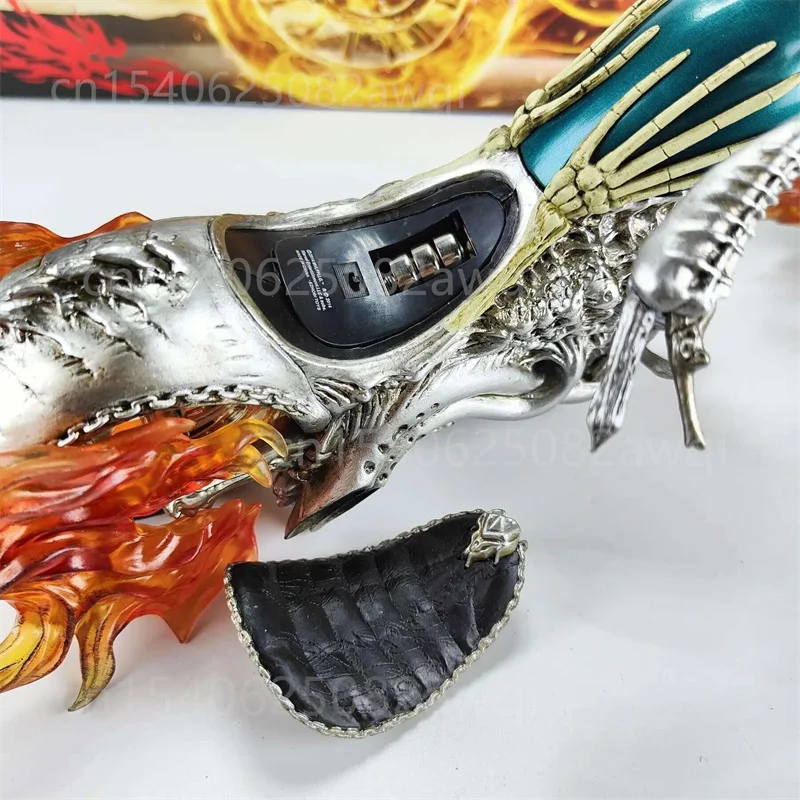 Ghost Rider mit Motorrad Figur zum 85. Jubiläum, Leuchtende Flammen-Effekt Glühende Motorrad-Sammlerfigur Modell Spielzeug 38CM – Detail 26