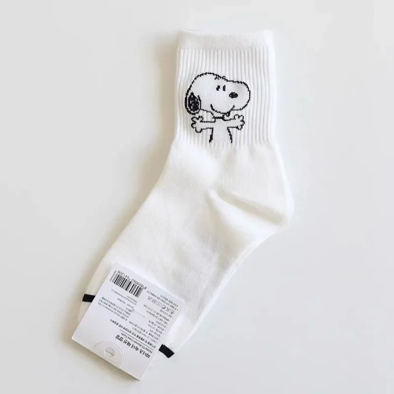 Snoopy cute white dog Korean style Harajuku style cute versatile Japanese mid-calf socks spring and summer breathable students