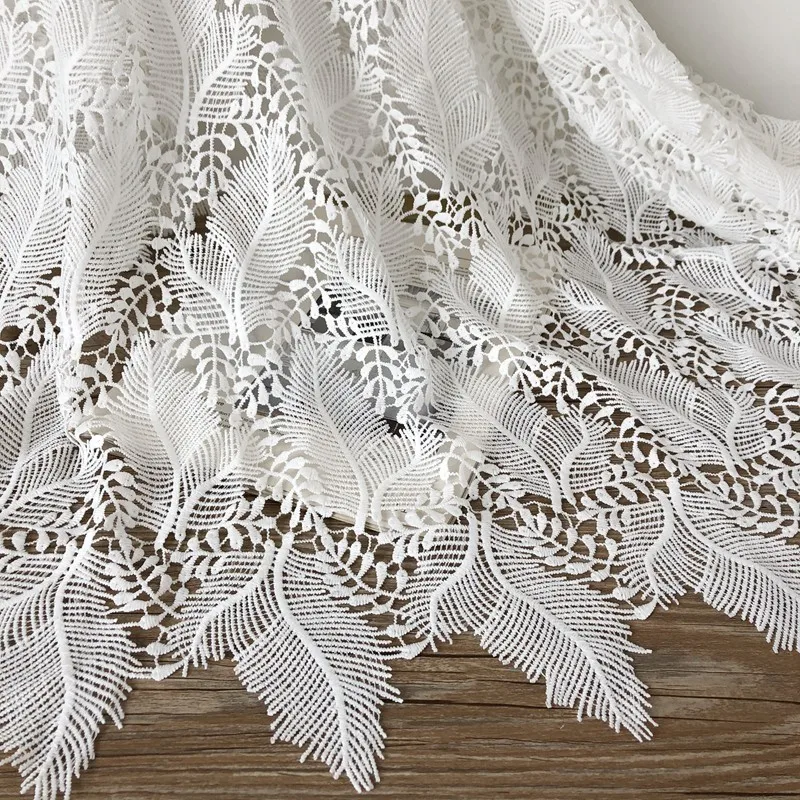 

Exquisite Feather Water Soluble Hollow Embroidery Lace Fabric for Tablecloth Sofa Clothing Decoration By The Yard