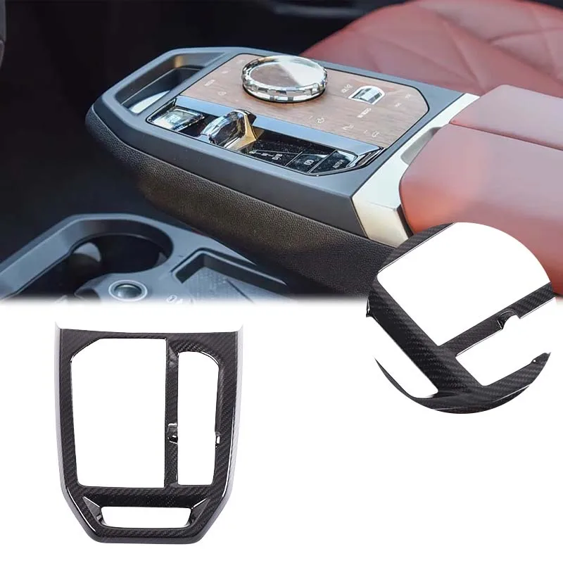 

Real carbon fiber for BMW ix 2022-2024 central control gear frame decorative cover, car gear decorative sticker, auto accessorie