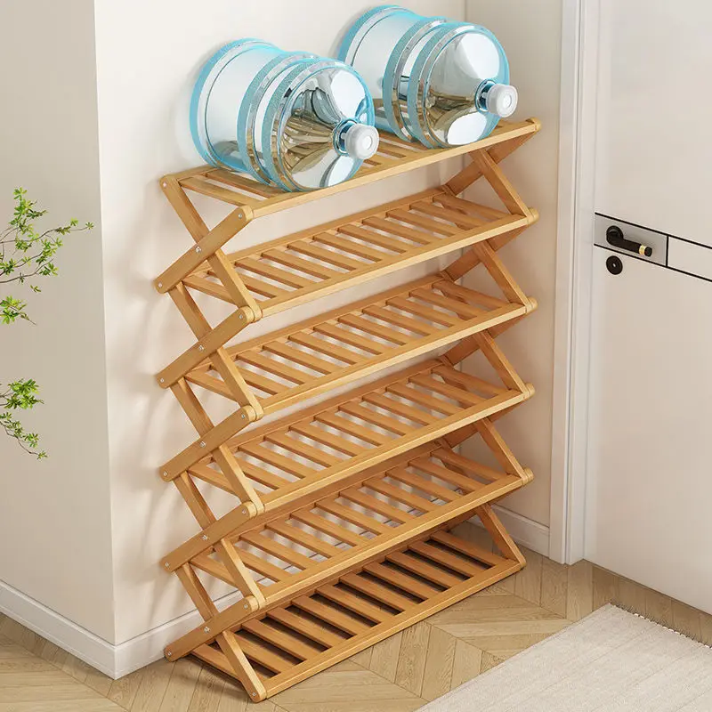 Multi-Layer Foldable Shoe Cabinet Modern Design Wood and Bamboo Shoe Rack for Home Living Room Furniturepromote sales