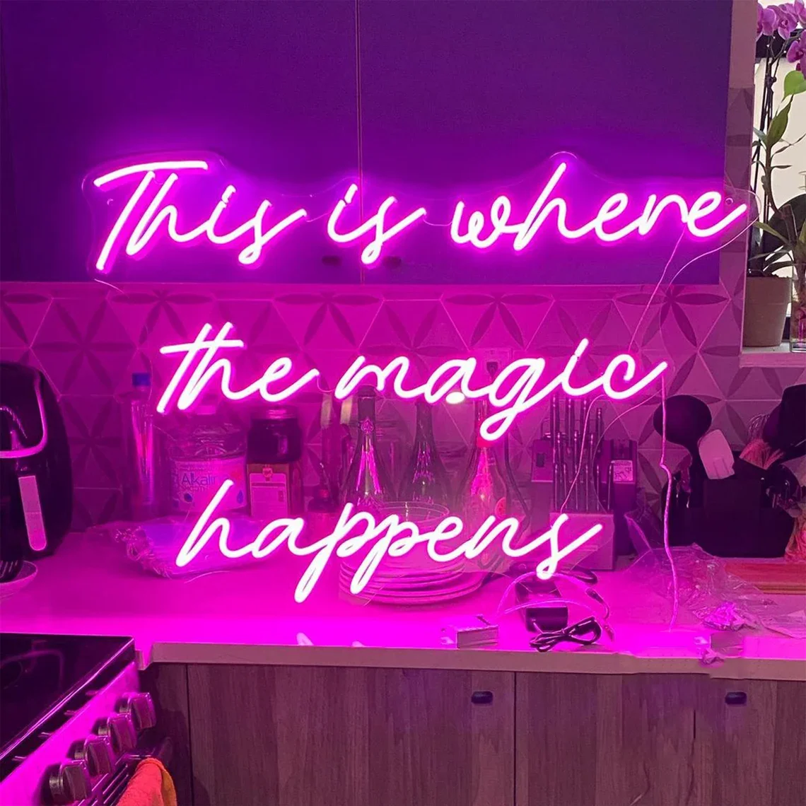 

This is where the magic happens Neon Sign Salon Office Decor Bedroom Home Bar Decor Neon Wedding Sign Beauty Shop Signage