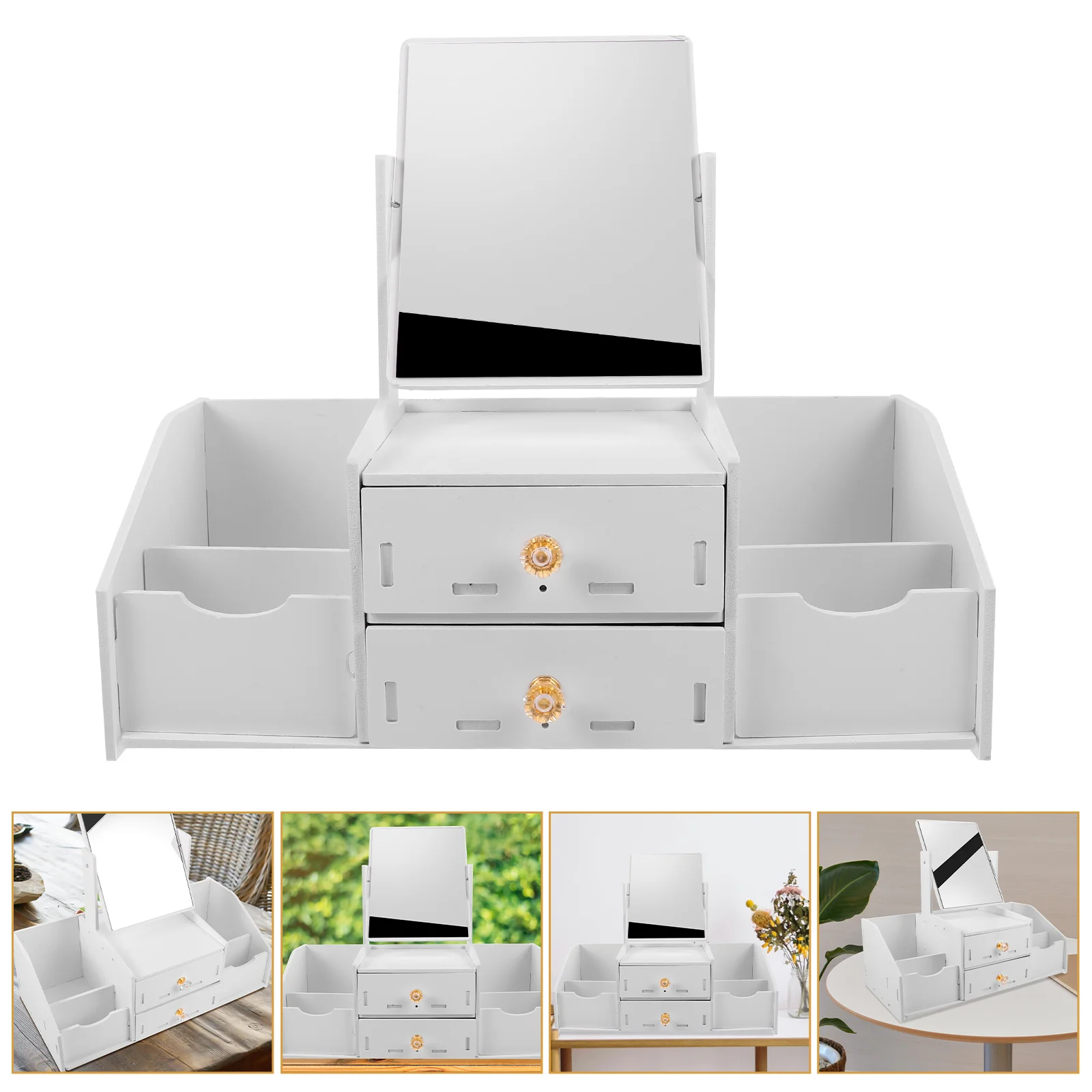 กล่องเก็บของโต๊ะเครื่องแป้งเสื้อผ้า Dresser Countertop Organizer Make up Organizer และแก้วแต่งหน้า