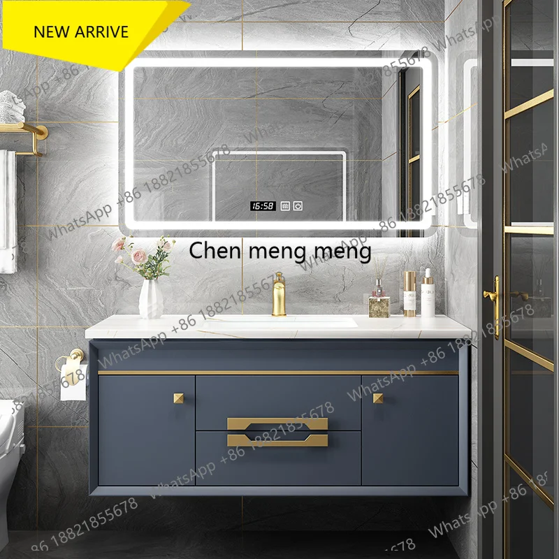 G153 Black Sink Luxury Bathroom Cabinet Mirror Classic Shelf Storage Bathroom Cabinet Hotel Meuble Salle De Bain Home Furniture