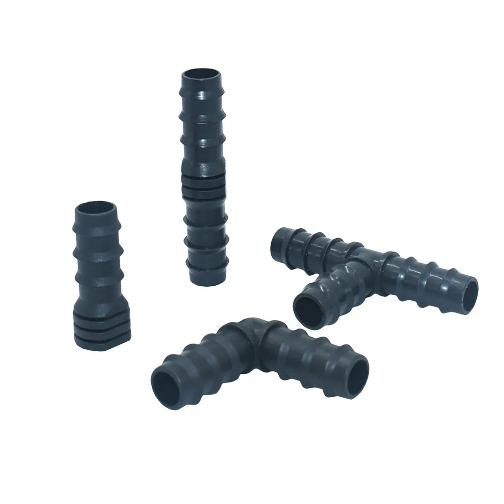 

2pcs OD16mm 20mm 25mm PE Pipe Barb Connectors Tee Elbow Repair End Plug 1/2 3/4 1" Reducer Coupler Garden Drip Irrigation Fittin