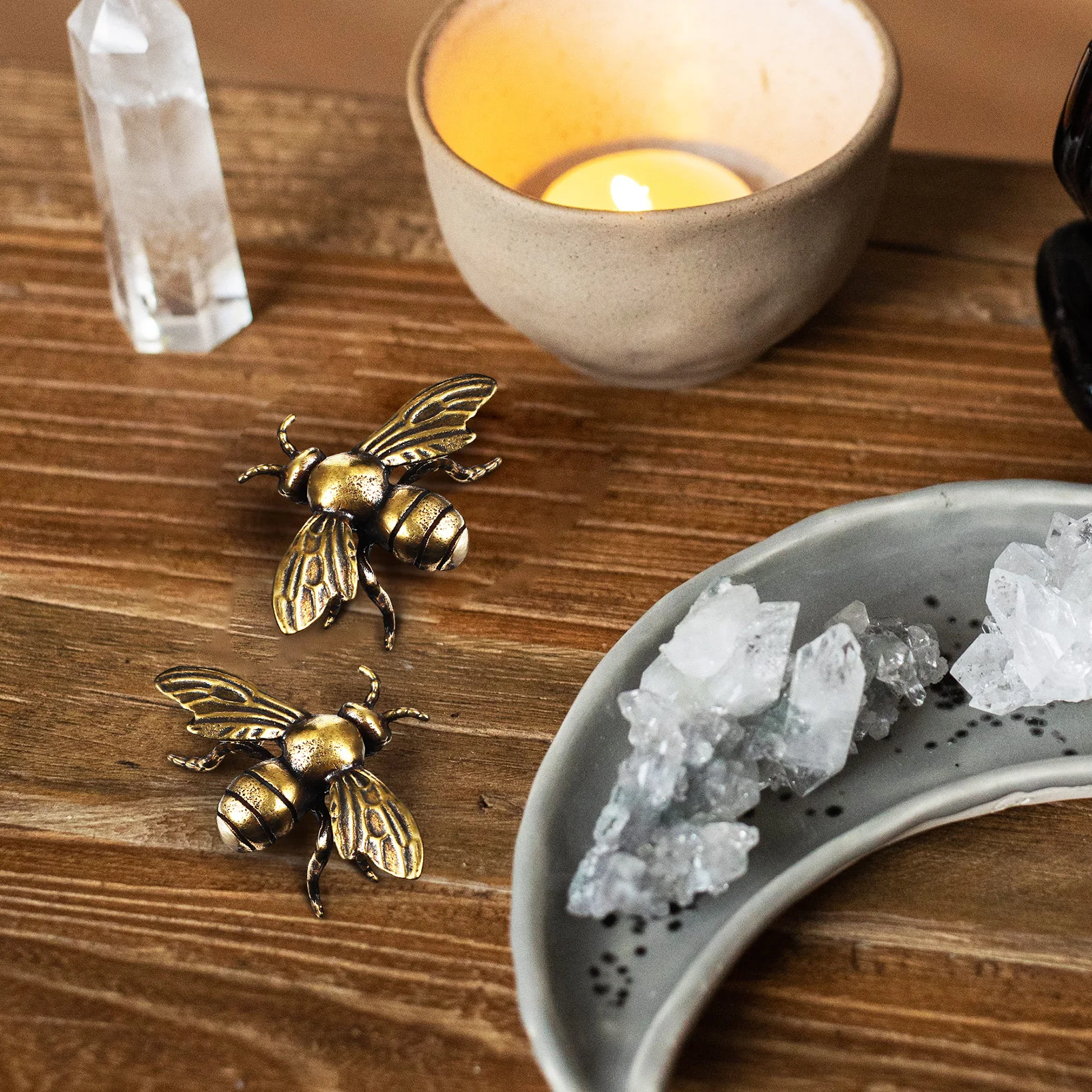 2 peças delicadas enfeites de abelha de latão feitos à mão mini estatuetas exclusivas decoração de casa decorações de presente
