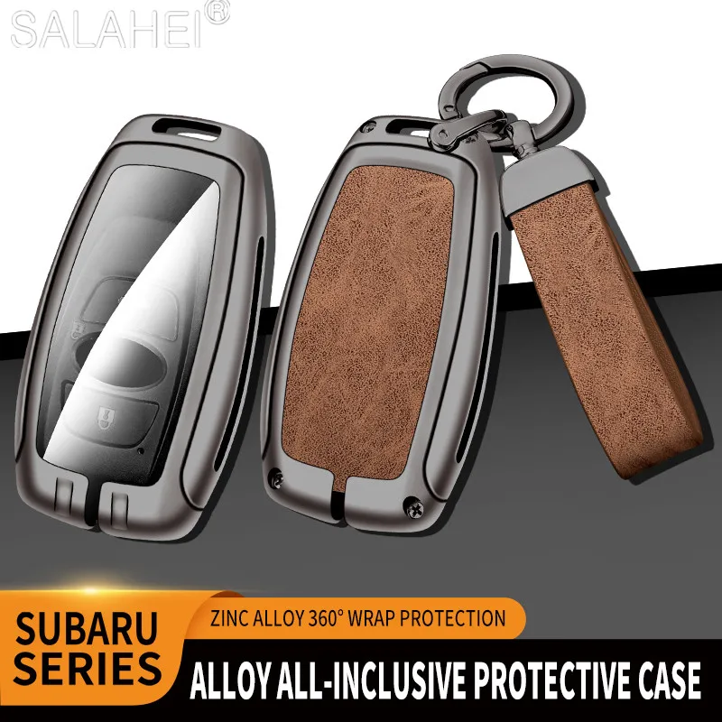 Zinc Alloy Leather Car Key Case Cover, Subaru BRZ STI, XV, SV, Forester, Legado, Outback, Crosstrek, Impreza, WRX, Subida, Acessórios