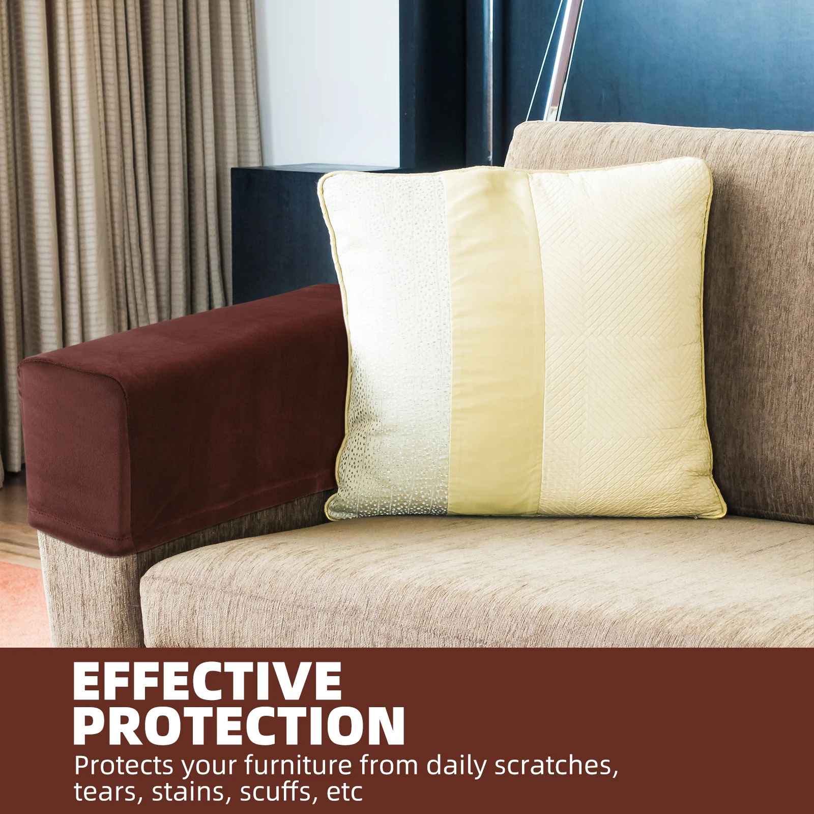 

2 Pcs Sofa Armrest Cover Comfortable Universal Protector Elastic Long Term Use Household Decor Simple Style