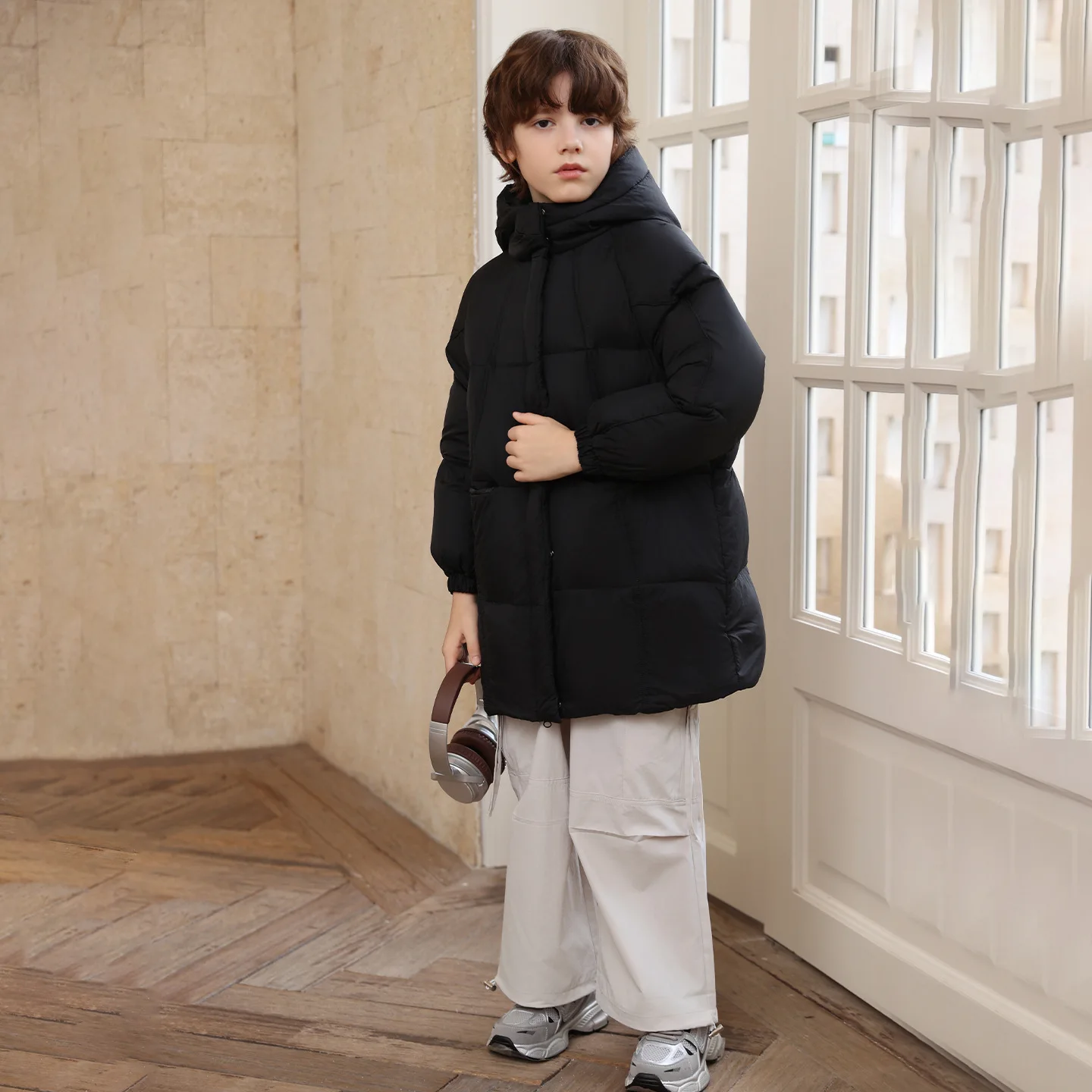 Winter Children Girls Parkas UNITIM 2-12Yrs Kids Girls Plush Velvet Hooded Down Jacket Coat Junior Girls Thicken Warm Ski Jacket