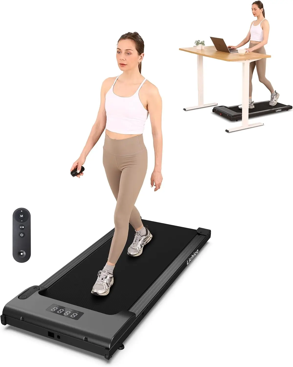 Pad Under Desk Treadmill, 2 in 1 Portable Folding Treadmill, 2.5HP Brushless Motorized Electric Walking Treadmill, Large