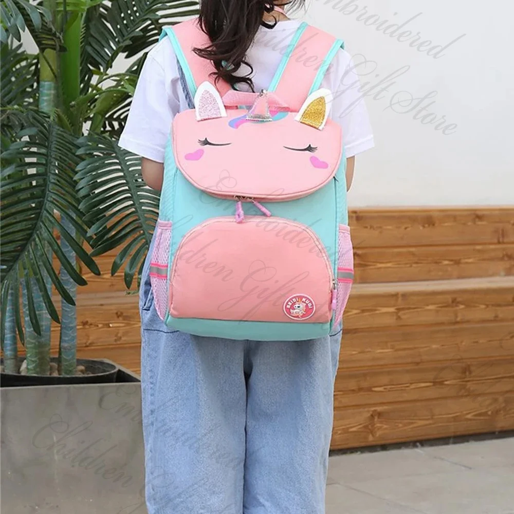 Mochila do jardim de infância para meninos e meninas, nome personalizado, saco do livro do dinossauro da escola primária, pode bordado, sacos ao ar livre, novo