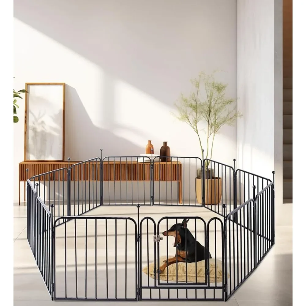 

Dog Fence Puppy Pen Outdoor Dog Kennel Indoor Large Heavy Duty Metal Play Yard 12 Panels Freight Free Pet Playpen Cages Cage