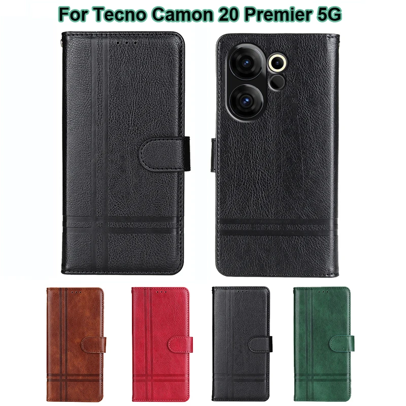 Original Leather Case For Tecno Camon 20 Premier 5G чехол Wallet Flip Phone Cover de Capinha Tecno Camon20 Premier 5G Etui 6.67