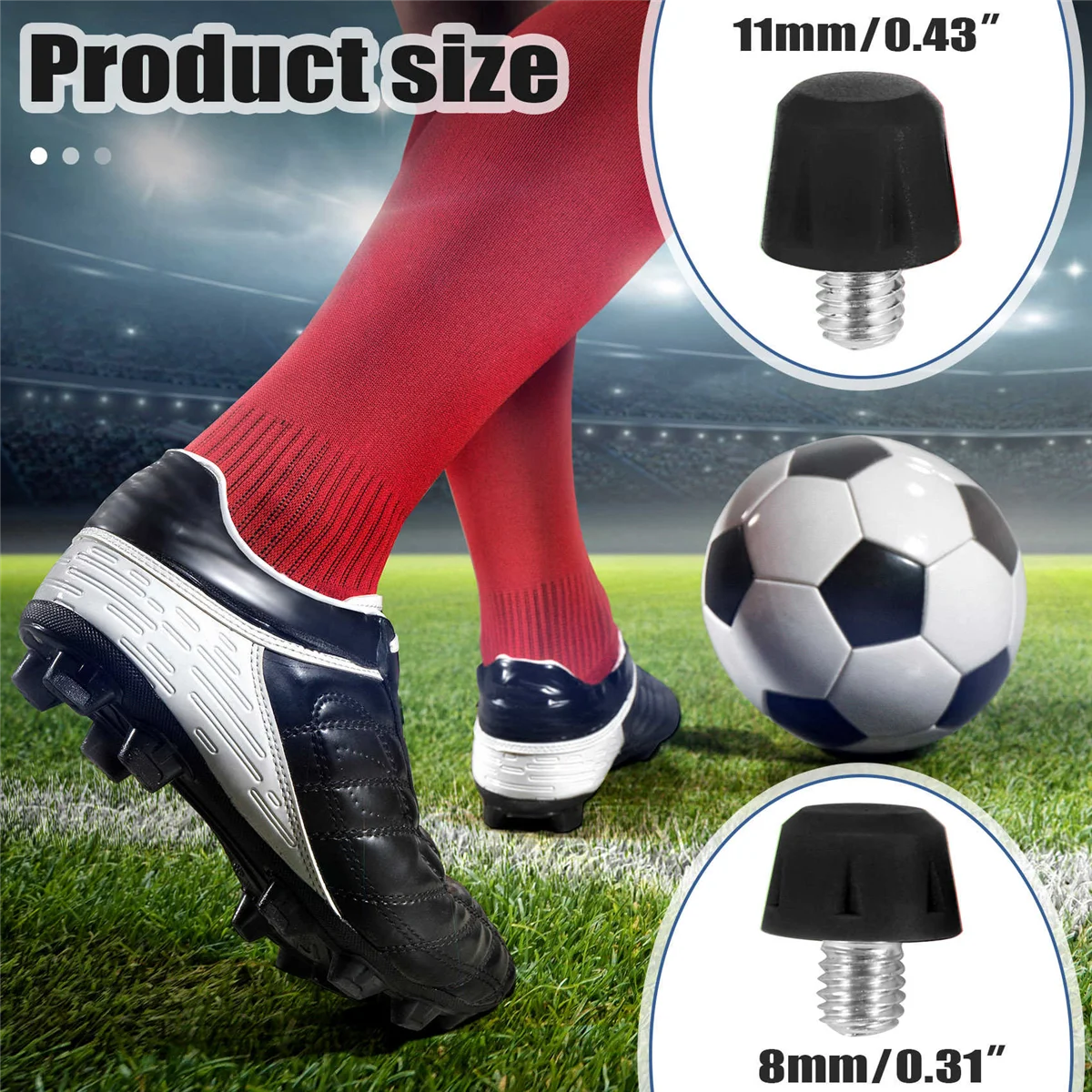 

ABAZJ 12Pcs Football Boot Studs Non Slip Thread Screw M6 Professional Replacement Spikes SG to AG for Adidas Black