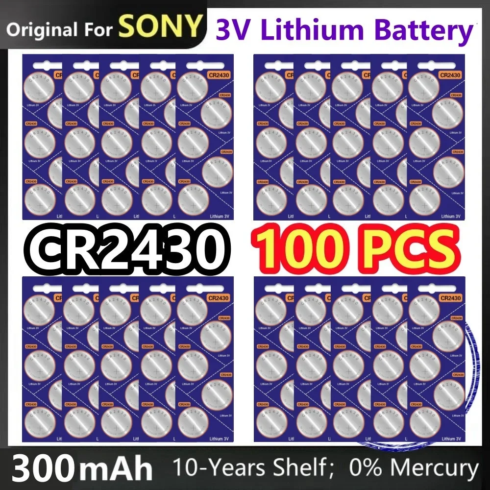 

100PCS Original For Sony CR2430 3V Lithium DL2430 Battery for Watch Toy Calculator Car Key Remote Control