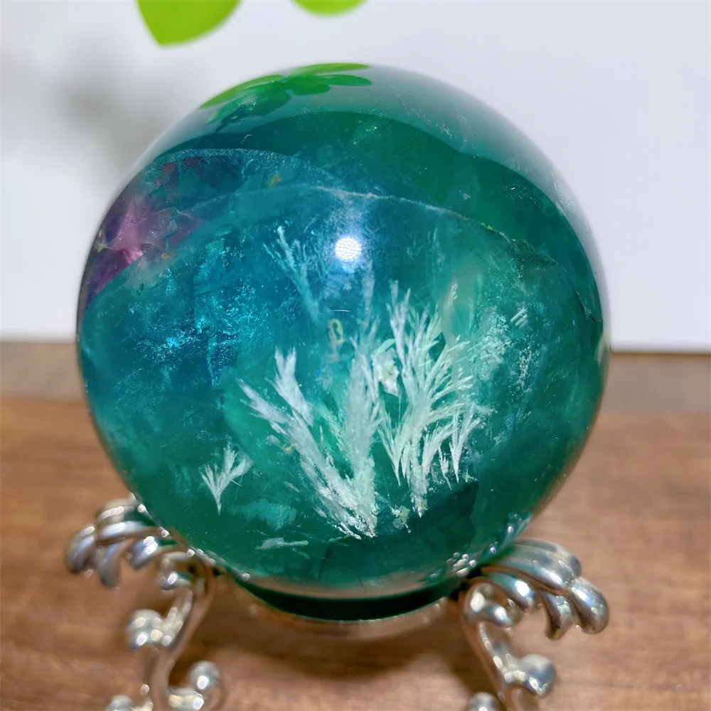 Natural Feather Fluorite Sphere Crystal Stone Quartz Stone Minerals Home Decoration Reiki Craft Gifts Energy Healing Love