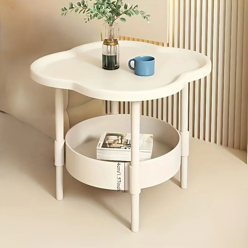 Elegant 2-Tier Round Side Table, Curved Storage Shelves, Modern Nightstand for Living Room, Mother's Day Gift image 2