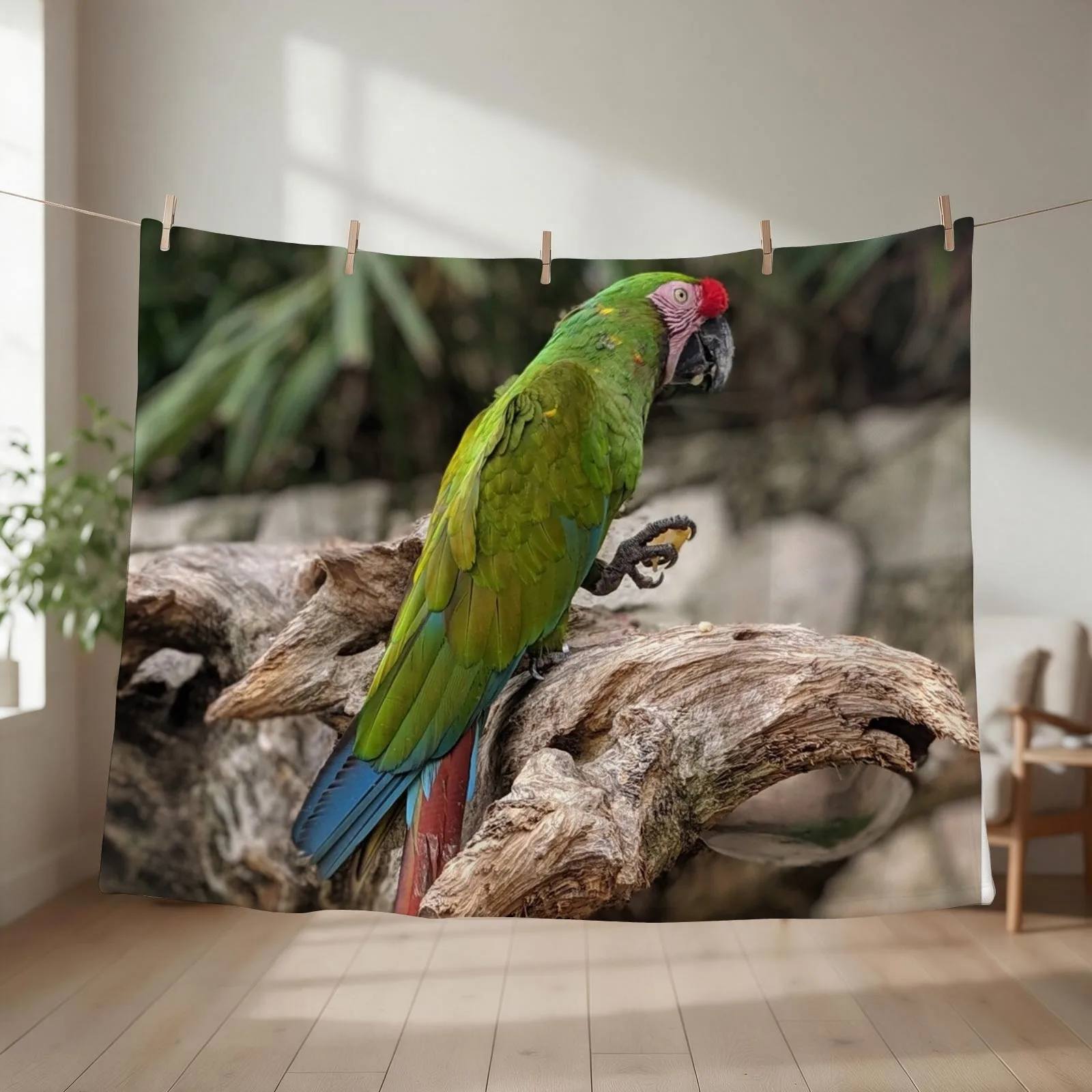 Great Green Macaw Throw Blanket Soft Plush Plaid For Decorative Sofa Camping Soft Plaid Blankets