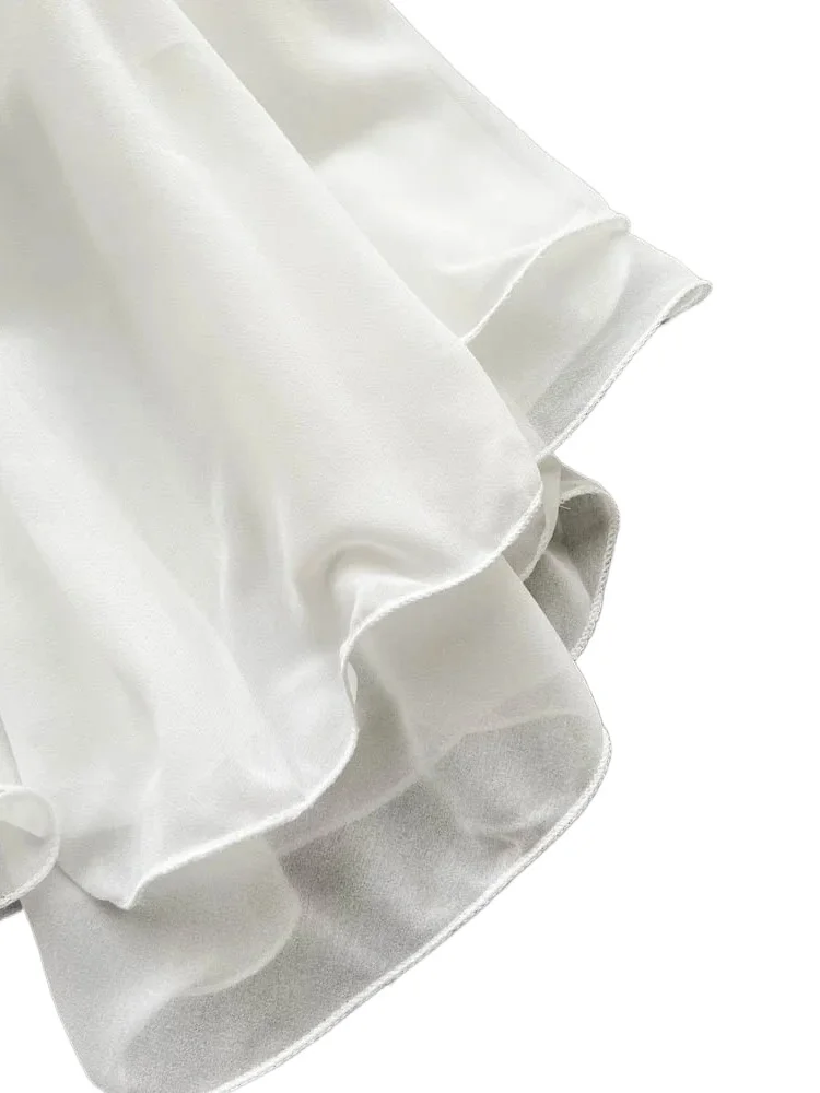 Women's Casual Daily Chiffon Crop Top Summer Lightweight Spaghetti Strap Ruffled Flowy Short Cami Party Sleeveless Blouse view 6