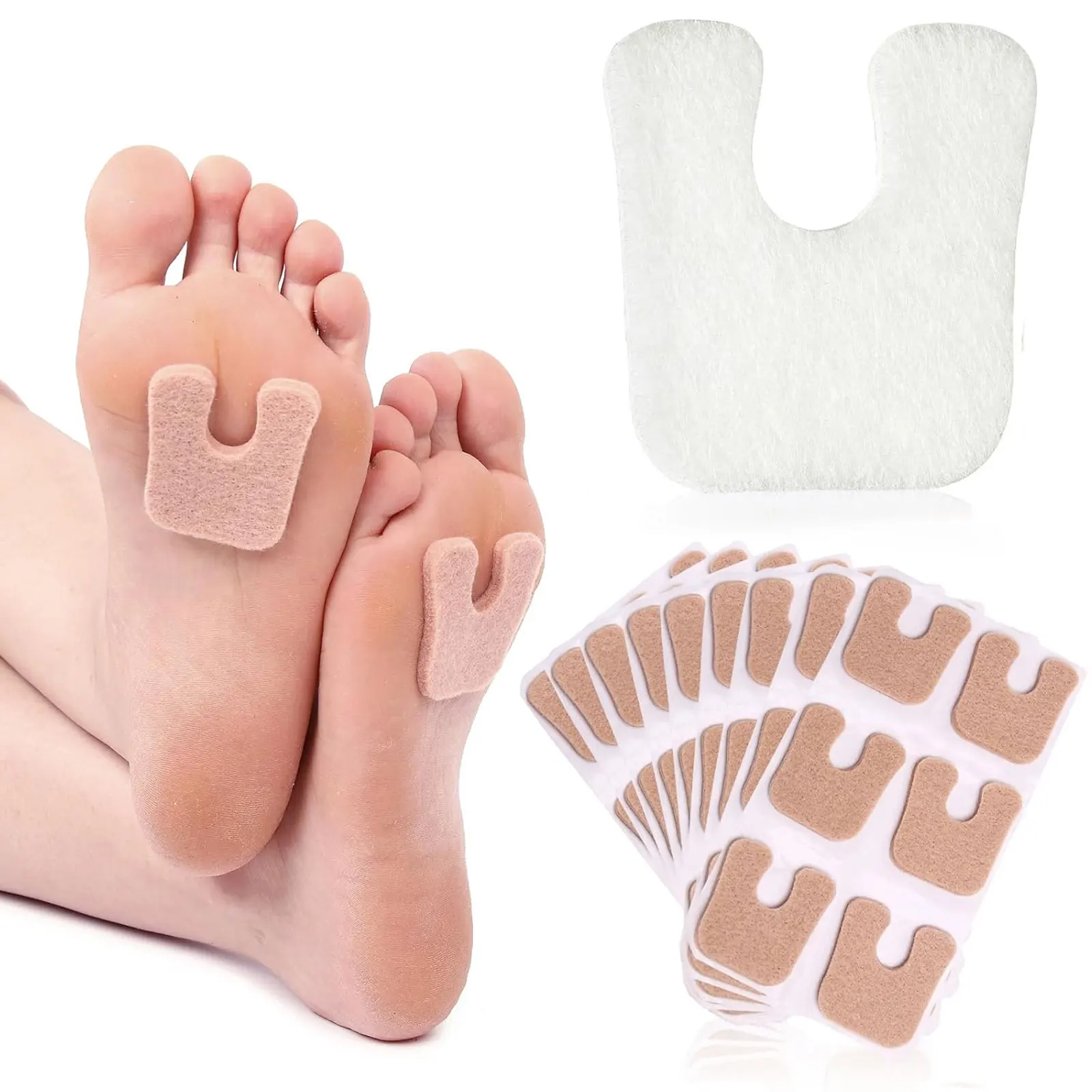 

U-Shaped Felt Callus Pads,Metatarsal Pads Self-Stick Cushions Protect Calluses from Rubbing on Shoes,Reduce Foot and Heel Pain