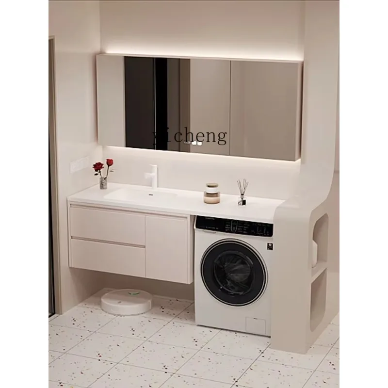 YS-15 Washing Machine Wash Basin Integrated Cabinet Rock Slab Ceramic Seamless Integrated Basin Bathroom Counter Combined