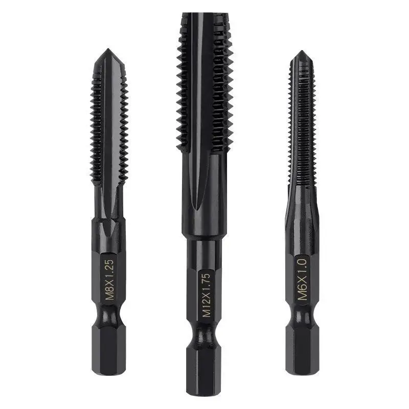 High Speed Steel 6542 Hex Shank Straight Flute Tap Set For Stainless Steel & Cast Iron M3 M4 M5 M6 M8 M10 M12