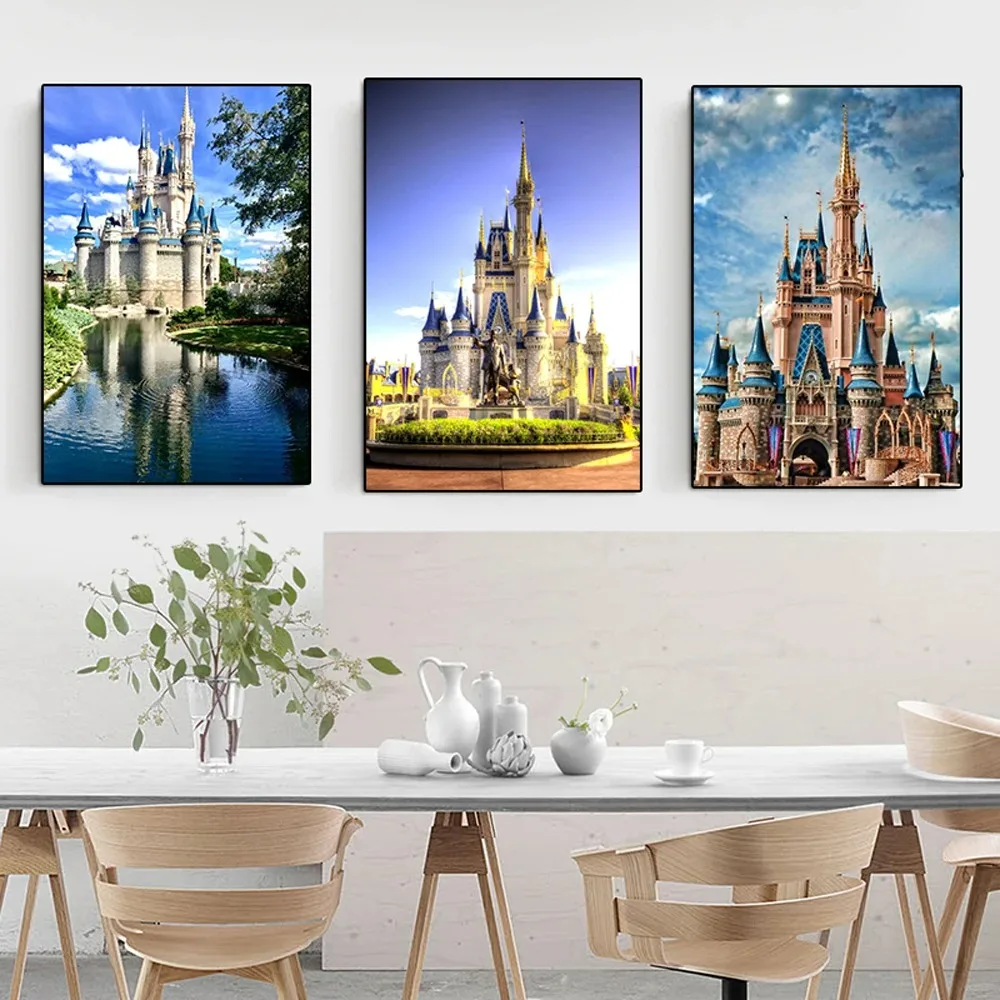 Disney Dream Castle Cartoon Poster And Print Abstract Disneyland Canvas Painting Wall Art Home Princess Room Decoration Pictures