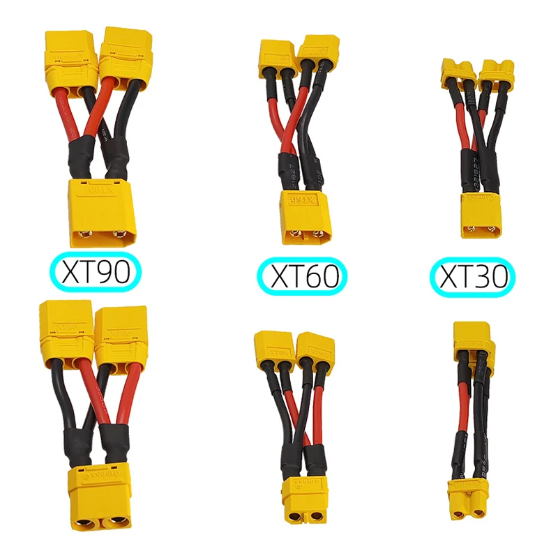 Y-type XT90 XT60 XT30 Lithium Battery Connector Cable 1 to 2 Parallel Line XT90 Male to Female Drone Power Charging Plug Wire