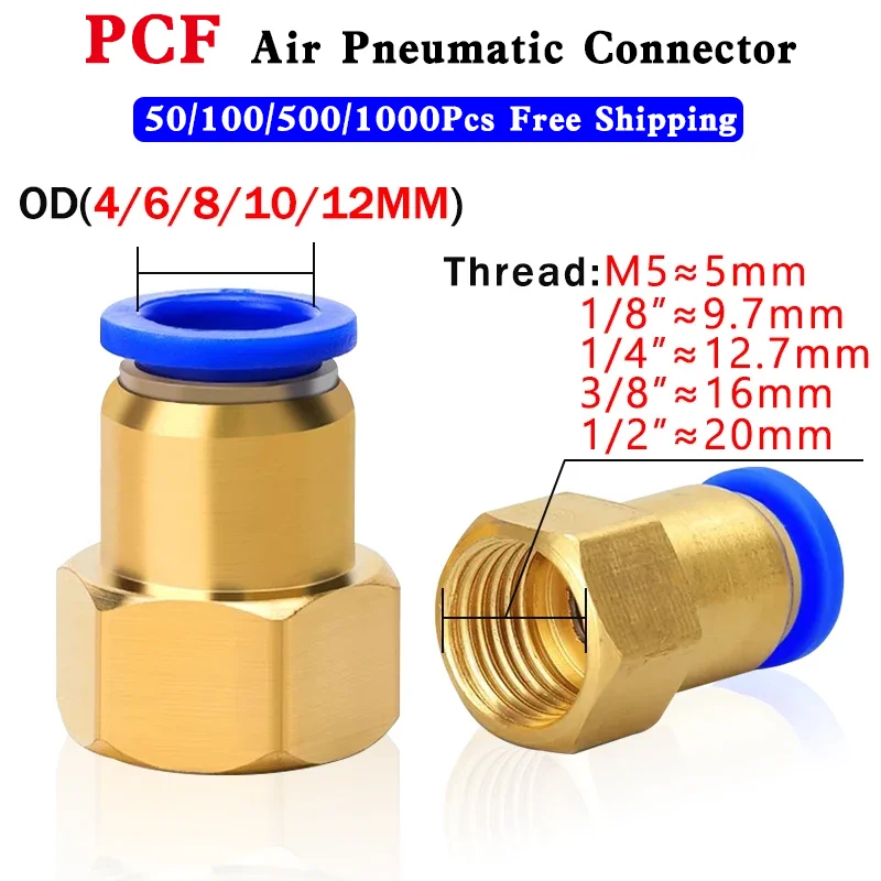 

50-1000 Pcs Pneumatic Quick Connector Air Fitting For 4 6 8 10 12mm Hose Tube Pipe 1/8" 3/8" 1/2" 1/4" BSP Female Thread Brass