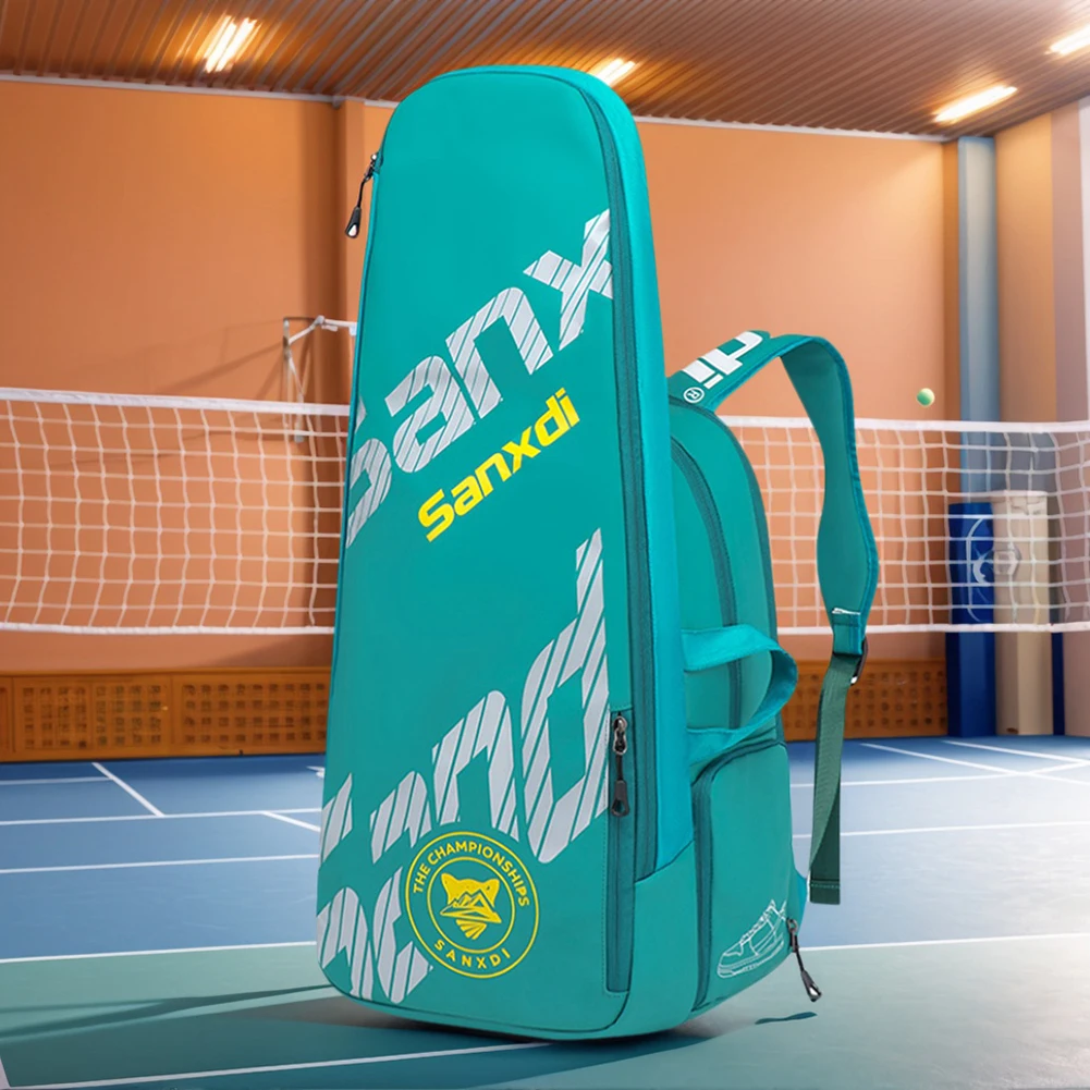 Borsa portatile per 3 racchette da tennis Zaino resistente all'usura per racchette da badminton Zaino sportivo multifunzione traspirante per sport all'aria aperta