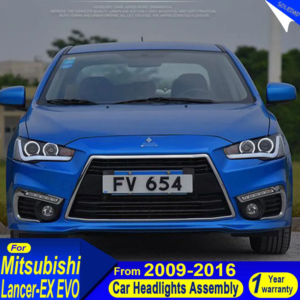Car LED Headlights For Mitsubishi Lancer EVO X 2009 2010 2011 2012 2013 2014 2015 2016 2017 Full Black Sequential A Set