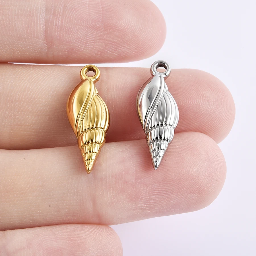 3pcs/lot Stanless Steel Flower Conch Cross Butterfly Elephants Shell Charms DIY Jewelry Making Pendants for Necklaces Earrings