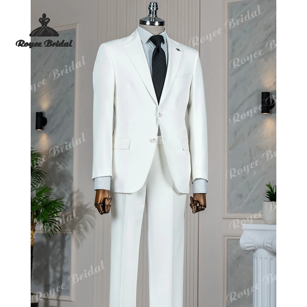 Ivory Notch Lapel Men's Wedding Suit 2026 Single Breasted Two Piece Business Evening Suit Customized trajes para hombre