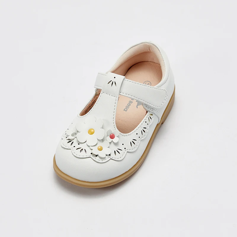 Dave Bella Children Kid Baby Girls White Flower Student Princess Shoes Princess Kids Leather Shoes For Girls Shoes DB1233932