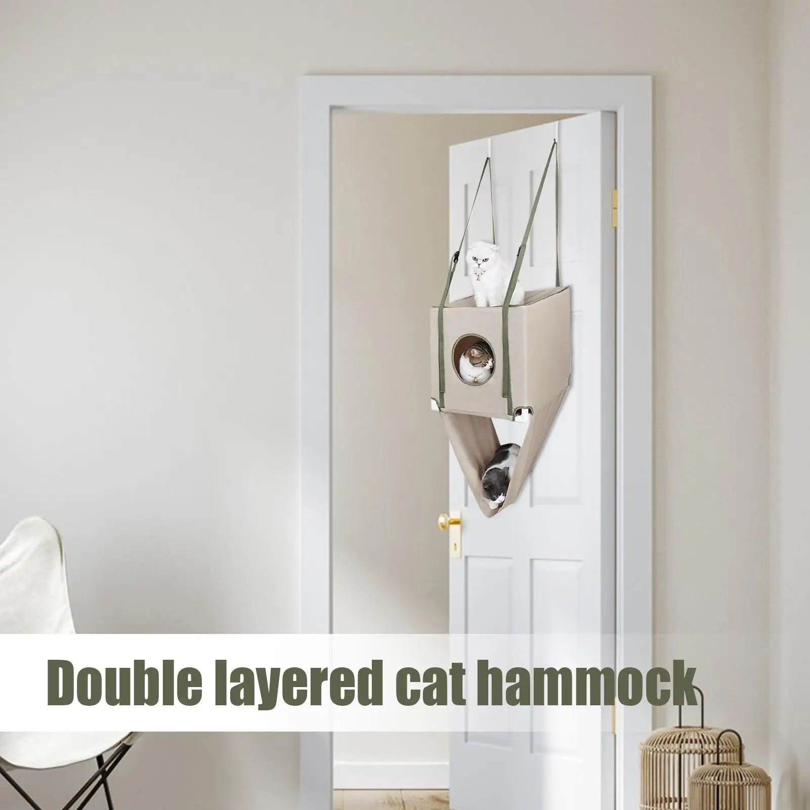 

Дверной гамак для кошек, двухслойный регулируемый кошачий альпинист, удобный дышащий съемный котенок для отдыха дома