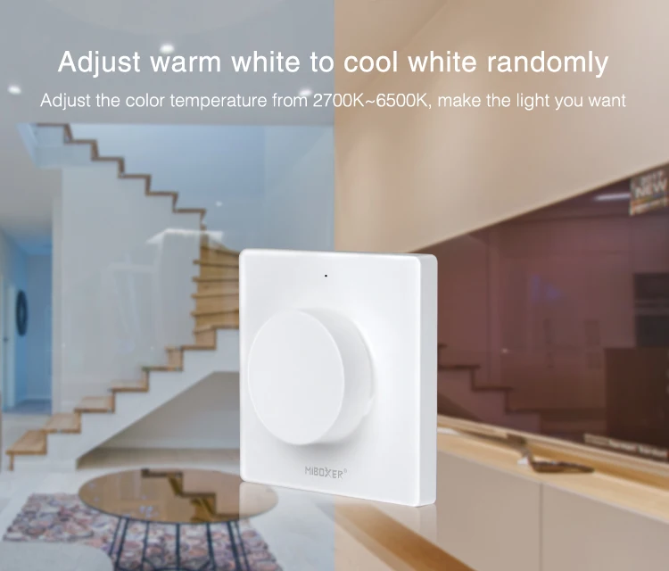 Miboxer K1 White / Black Rotating Panel Remote Switch 2.4G Wireless 3V Dimmable Brightness Color Temperature For LED Buld Light