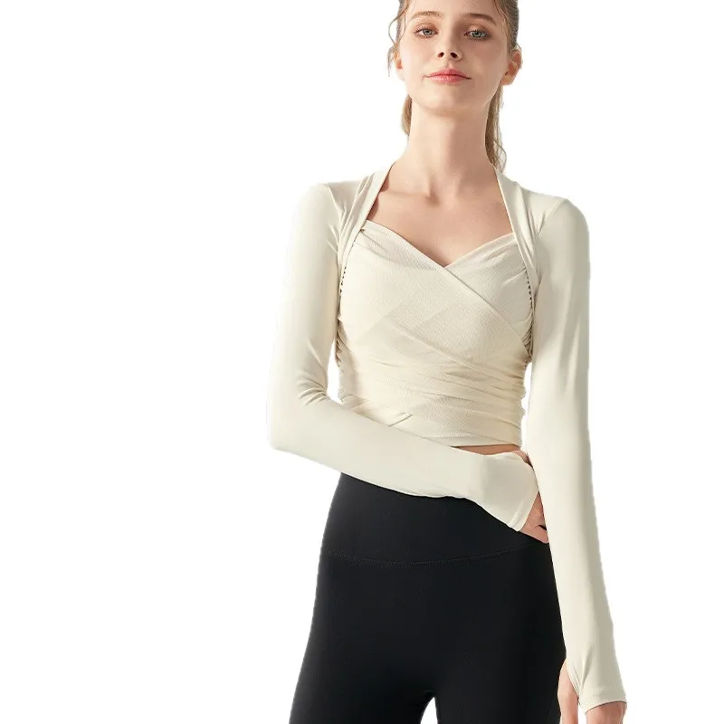 Women's Long Sleeve Yoga Top with Built-in Bra Workout Shirt for Pilates Breathable Fitness Top for Spring Fall Gym Training