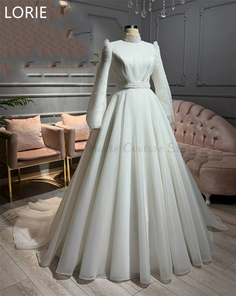 LORIE-vestido de novia elegante de princesa, corte en A, apliques de cuentas, vestidos de novia de Arabia Saudita, vestido de novia modesto personalizado 2025