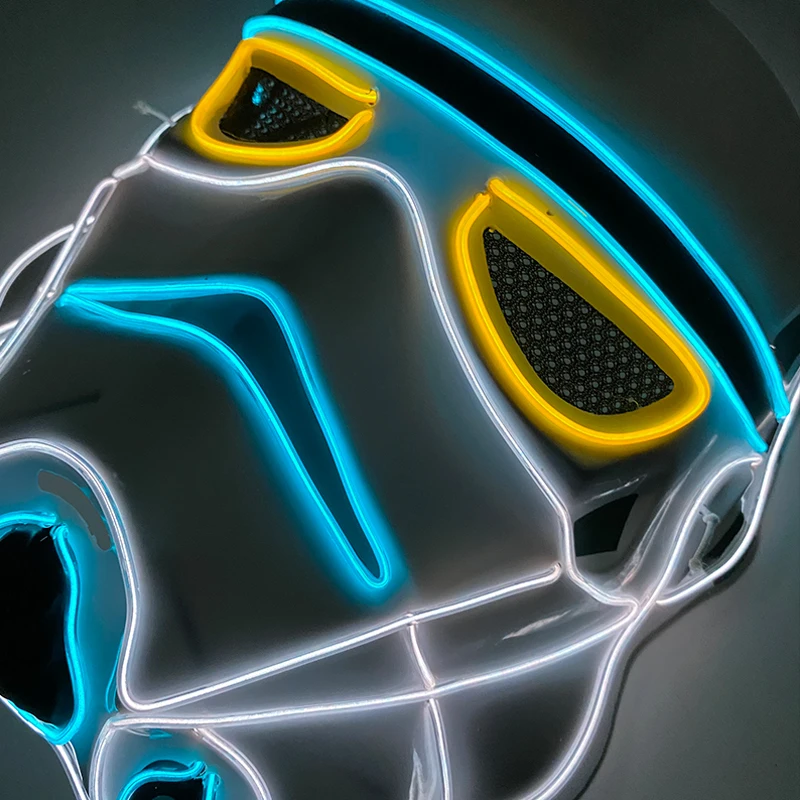 Colorful Film Theme Cosplay Glowing Mask Luminous LED Star War Mask Adult Kids Light Up Full Face Mask Props