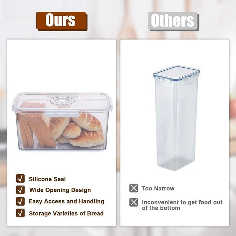 Airtight Bread Boxes For Your Kitchen Counter - Sealed Freshness With Time Recording, Lid Included - Perfect For Homemade Bread