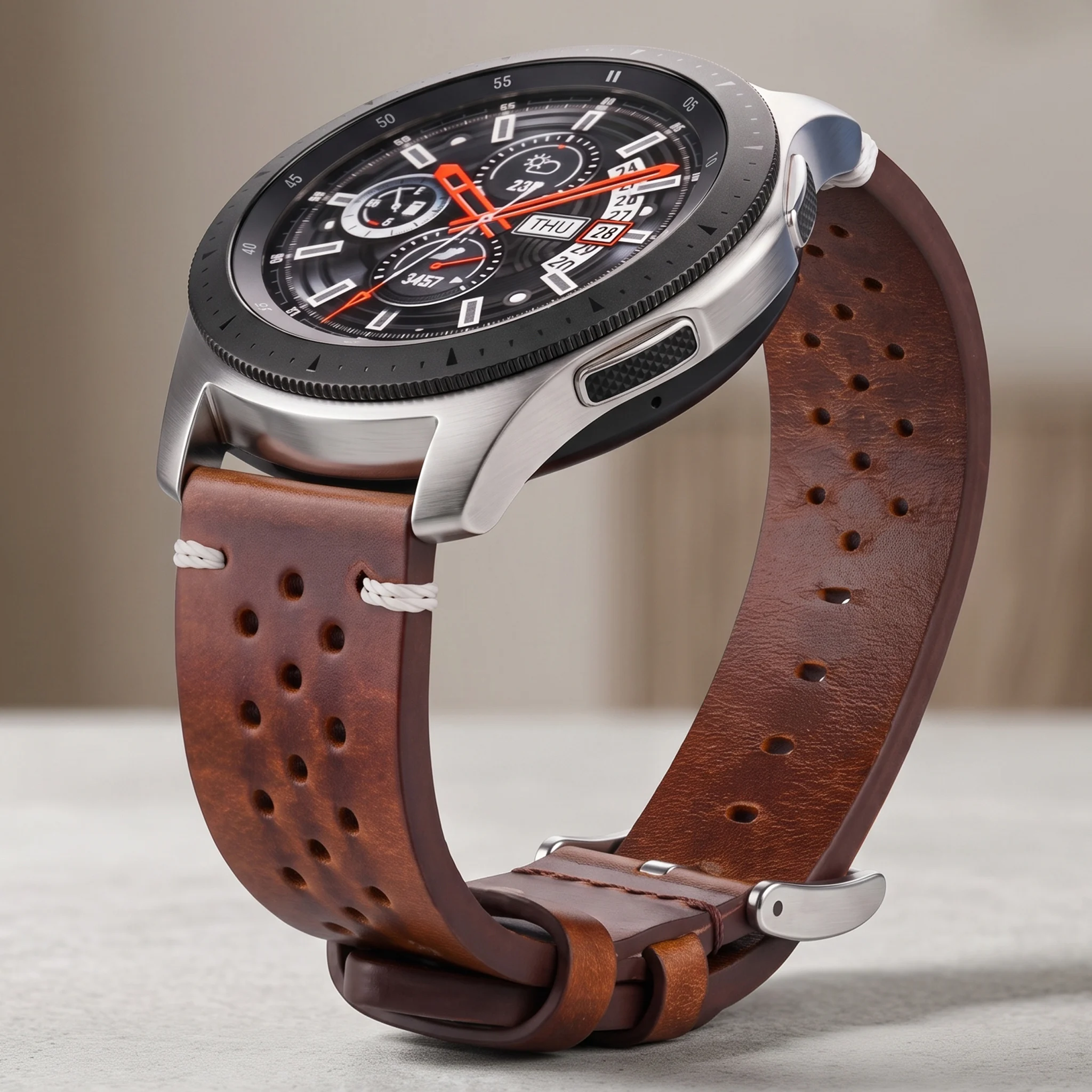 Image of Handgefertigtes atmungsaktives Rindsleder-Uhrenarmband, 18, 20, 22, 24 mm, für Herren und Damen, 4 Farben, Ölwachs, echtes Lederarmband, Uhrenarmband-Zubehör