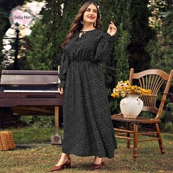 Della Mel 3XL 4XL Plus Size Women Clothing Elegant Long Sleeves Polka Point Female Maxi Dress Casual Vacation Chiffon Dresses