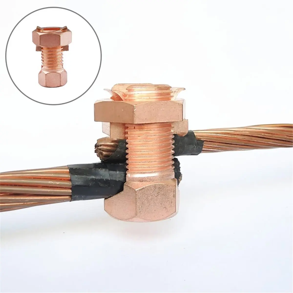 5PCS TJ-16 Split Bolt Wire Connector,High Strength Copper Grounding Clamps,Ground Wire Connector for 6/7/8 AWG Bare Wire
