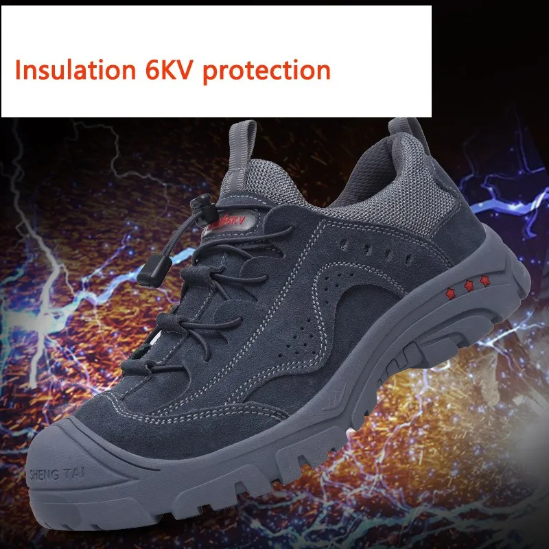 Imagem -03 - Anti-escalda Sapatos de Segurança Masculino Anti-quebra Anti-punção Cabeça de Plástico Resistente ao Desgaste Tênis All-season Isolamento 6kv Respirável