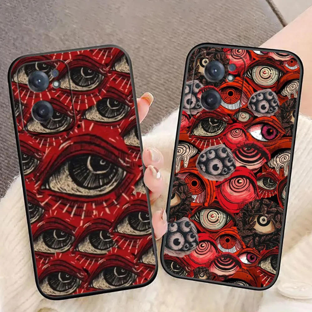 Black Scary Face Eyes Phone Case For VIVO Y93 Y91 Y85 Y78 Y77 Y75 Y72 Y52 Y51 Y50 Y35 Y22S Y21 Y20 Y17 Y16 Y02 Case Funda