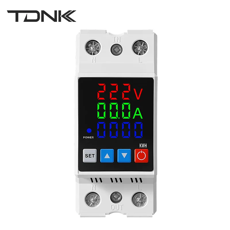 TDNK 63A 220V DIN Rail Digital Voltage Current Protector with Kwh Meter - over under Voltage And over Current Protection