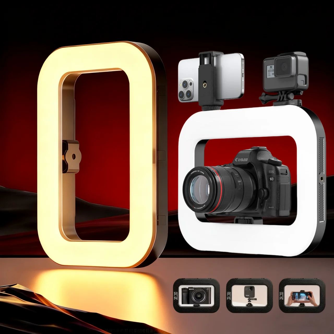 Photography Mobile Lighting - Lampe LED carrée pour selfie, éclairage