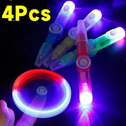 1-4Pcs LED Spinning Ballpoint Pen Spinner Hand Toy Glow in Dark Light Stress Relief Toys Kids Student Stationery School Supplies